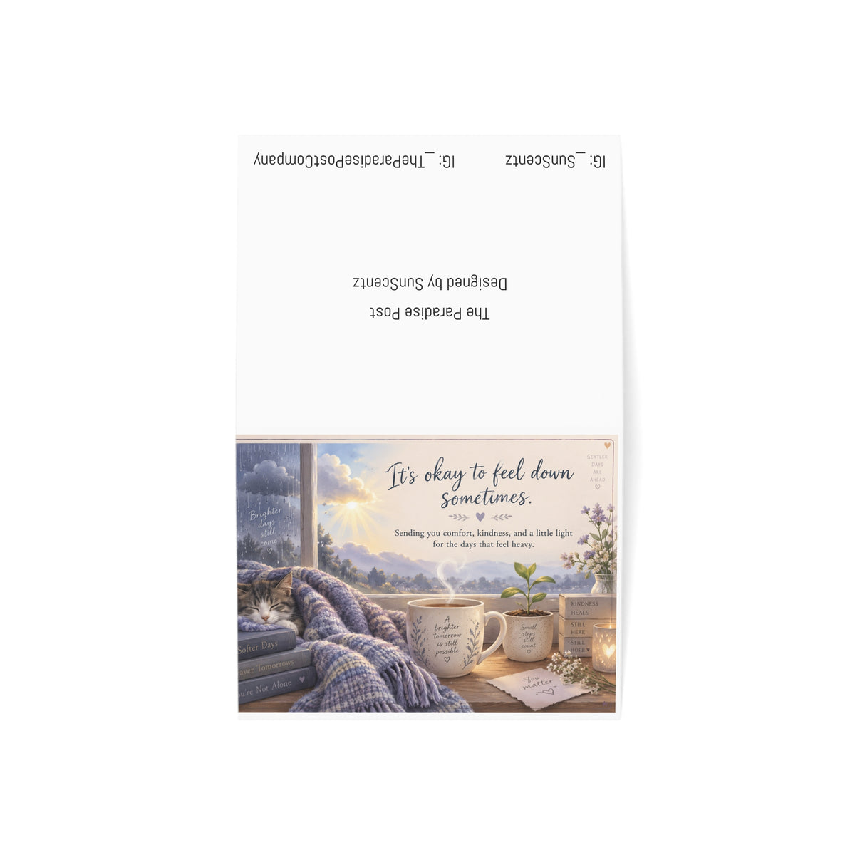 Sympathy & Encouragement Greeting Cards - 'It's Okay to Feel Down Sometimes' Comfort Note Cards (1/10/30/50 pcs)